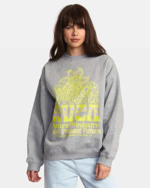 Rvca Positive Growth Sweatshirt Heather Grey Women Hoodies and Fleece