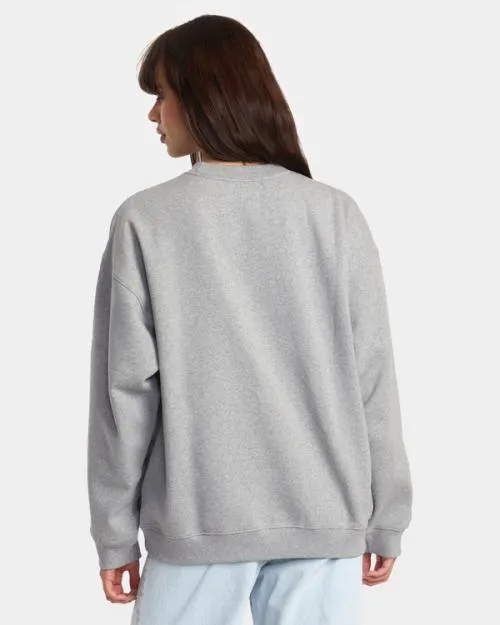 Rvca Positive Growth Sweatshirt Heather Grey Women Hoodies and Fleece