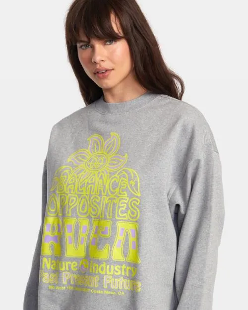 Rvca Positive Growth Sweatshirt Heather Grey Women Hoodies and Fleece