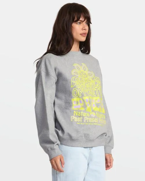 Rvca Positive Growth Sweatshirt Heather Grey Women Hoodies and Fleece