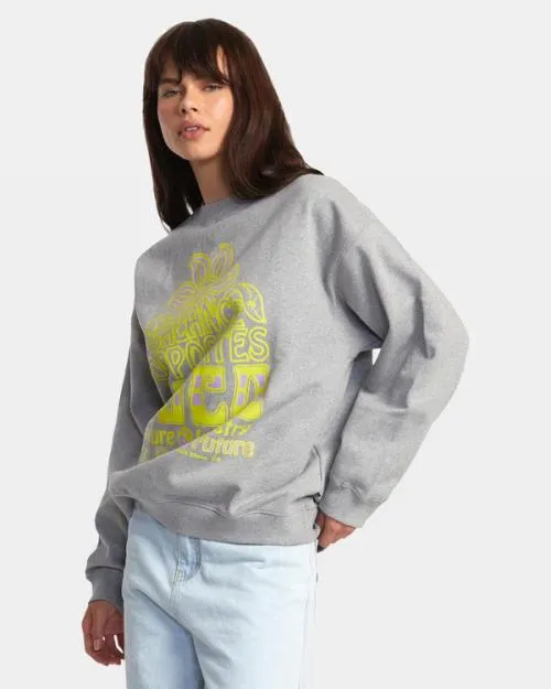 Rvca Positive Growth Sweatshirt Heather Grey Women Hoodies and Fleece