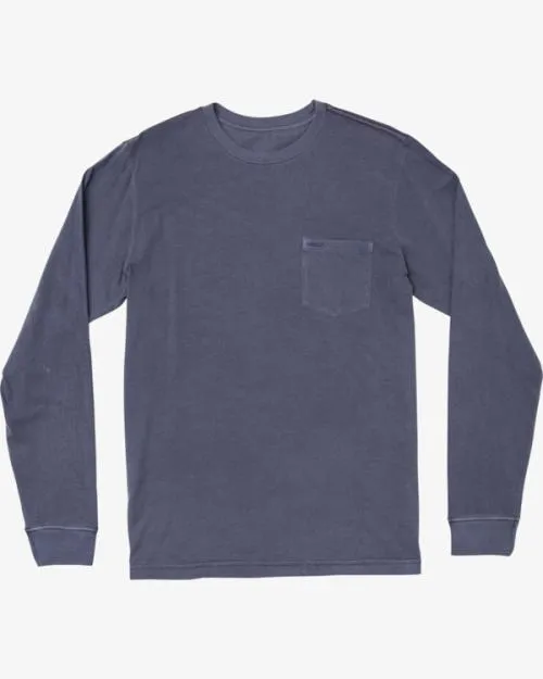 Rvca PTC Pigment Long Sleeve Tee Moody Blue Men Tees and Tanks