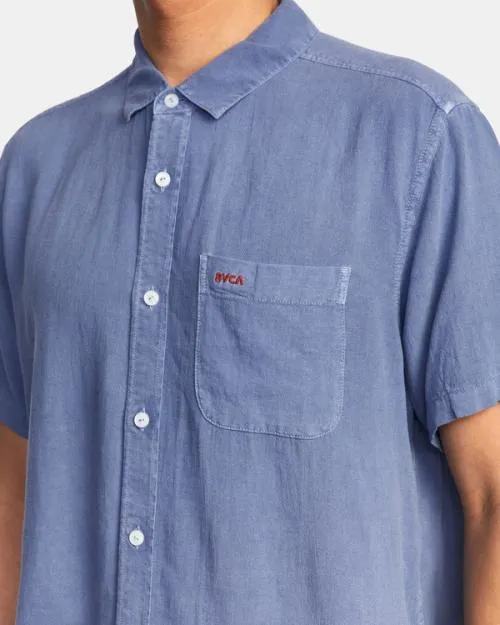 Rvca PTC Woven Short Sleeve Shirt Royal Men Shirts and Flannels