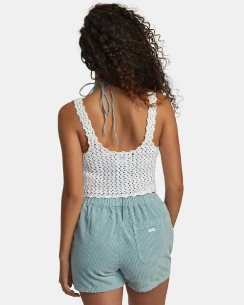 Rvca Railed Crochet Crop Top Whisper White Women Tops