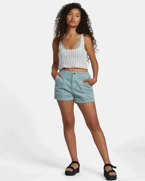 Rvca Railed Crochet Crop Top Whisper White Women Tops
