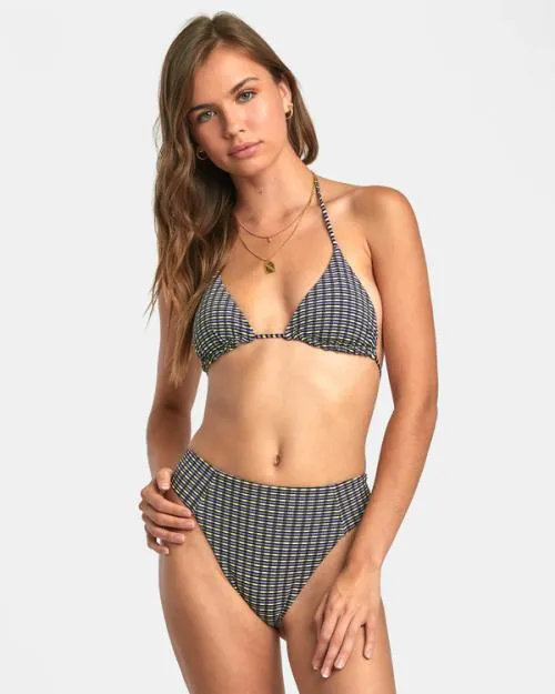 Rvca Recall High Rise Cheeky Bikini Bottoms Daiquiri Green Women Bikini Bottoms