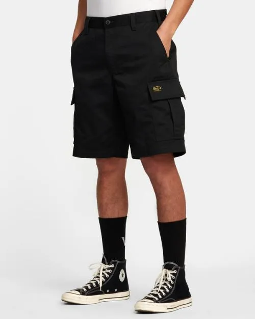 Rvca Recession Collection Americana Cargo Shorts Black Men Shorts and Hybrids