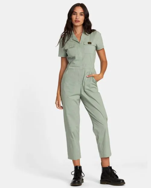Rvca Recession Collection Jumpsuit Sage Women Dresses and Rompers