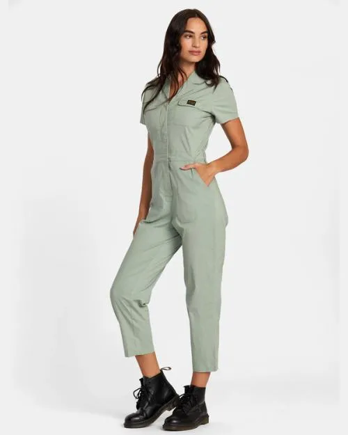 Rvca Recession Collection Jumpsuit Sage Women Dresses and Rompers