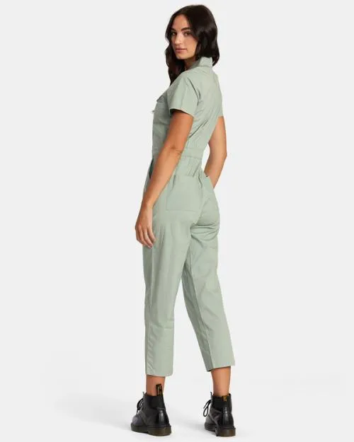 Rvca Recession Collection Jumpsuit Sage Women Dresses and Rompers