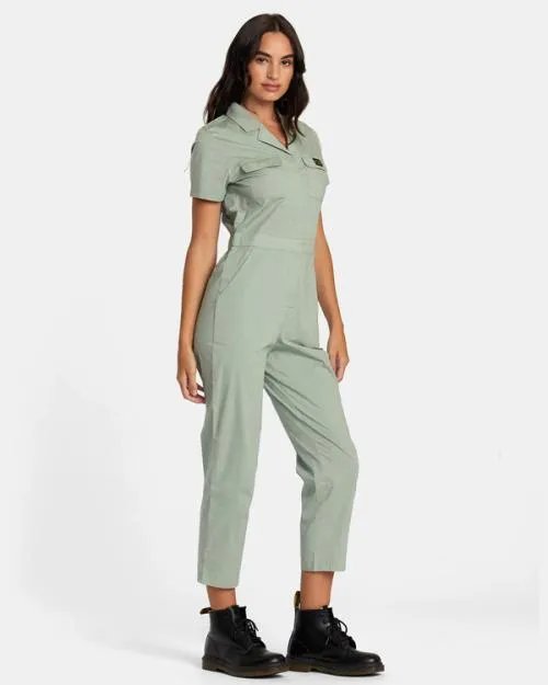 Rvca Recession Collection Jumpsuit Sage Women Dresses and Rompers