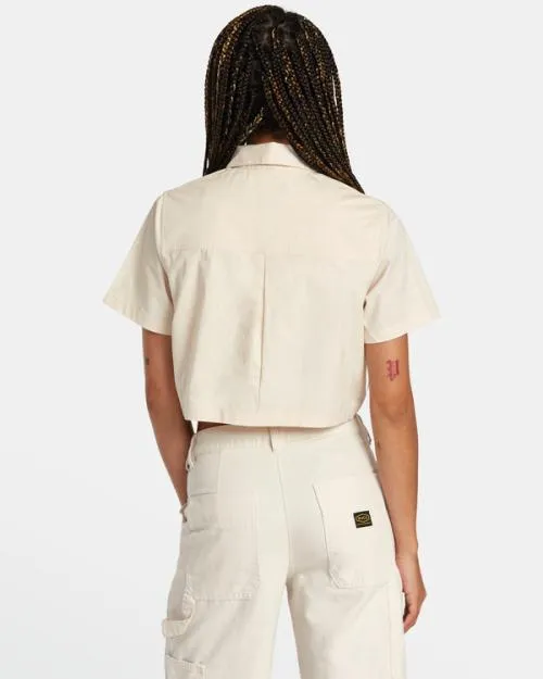 Rvca Recession Long Sleeve Shirt Latte Women Tops