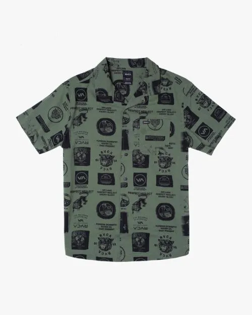 Rvca Recon Collage Short Sleeve Shirt Cactus Men Shirts and Flannels