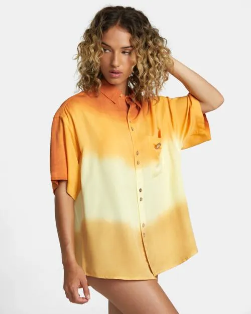 Rvca Rose Machado Swami Short Sleeve Shirt Lemon Meringue WomenMen Tops