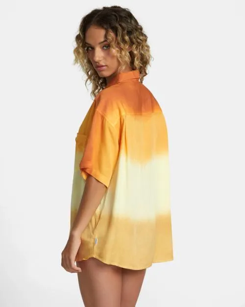 Rvca Rose Machado Swami Short Sleeve Shirt Lemon Meringue WomenMen Tops