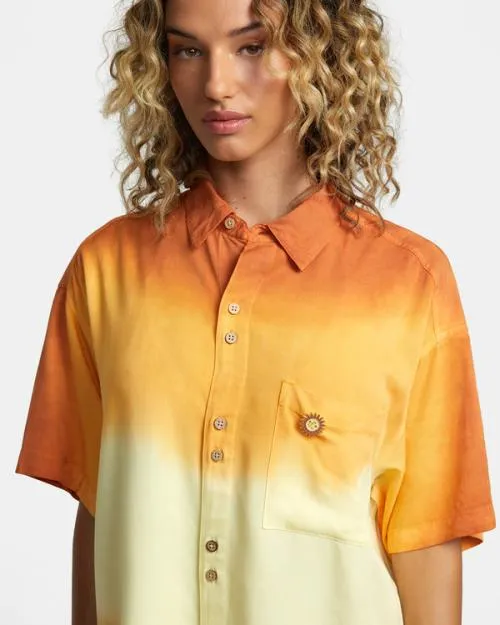 Rvca Rose Machado Swami Short Sleeve Shirt Lemon Meringue WomenMen Tops