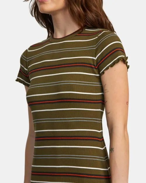 Rvca Rover Rib Knit Dress Dark Olive Women Dresses and Rompers