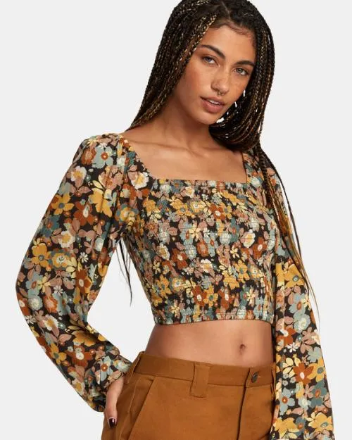 Rvca Saint Top Long Sleeve Shirt Java Women Tops