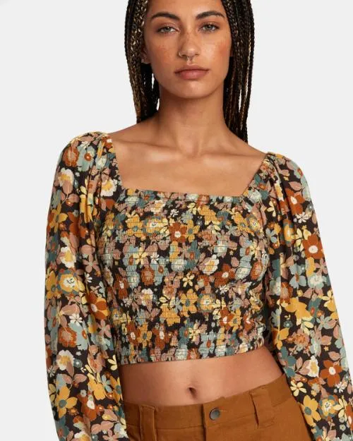Rvca Saint Top Long Sleeve Shirt Java Women Tops