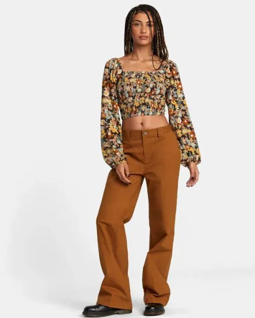 Rvca Saint Top Long Sleeve Shirt Java Women Tops