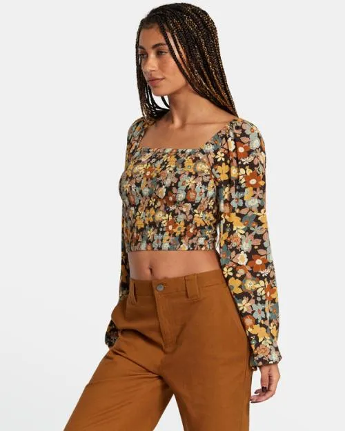 Rvca Saint Top Long Sleeve Shirt Java Women Tops