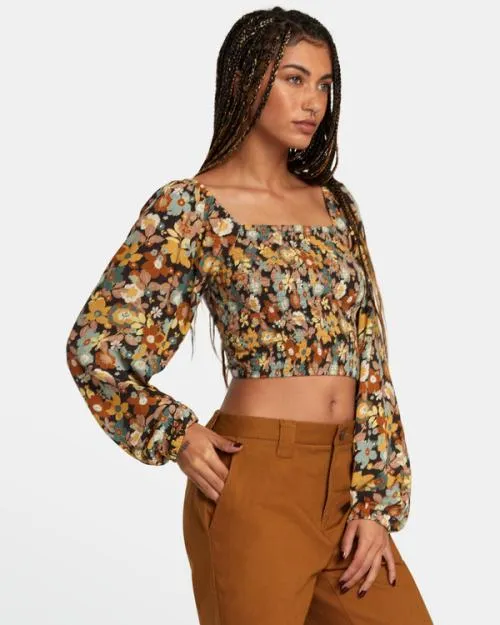 Rvca Saint Top Long Sleeve Shirt Java Women Tops