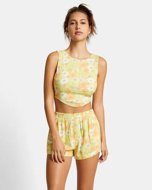 Rvca Sawyer Woven Shorts Limeade Women Shorts and Skirts