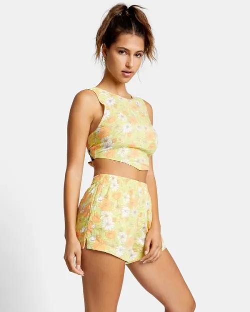 Rvca Sawyer Woven Shorts Limeade Women Shorts and Skirts