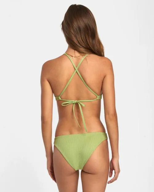 Rvca Second Life Knotted Crossback Bikini Top Fern Women Bikini Tops