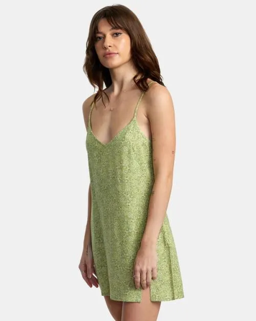 Rvca Slip Up Mini Dress Fern Women Dresses and Rompers