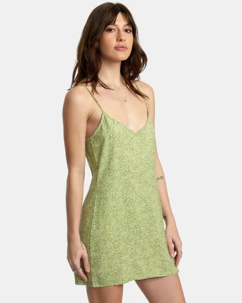 Rvca Slip Up Mini Dress Fern Women Dresses and Rompers