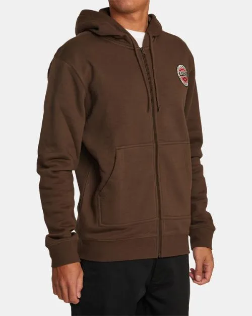 Rvca Standard Issue ZipUp Hoodie Chocolate Men Hoodies and Sweatshirts