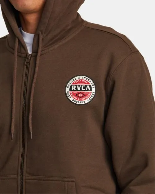 Rvca Standard Issue ZipUp Hoodie Chocolate Men Hoodies and Sweatshirts