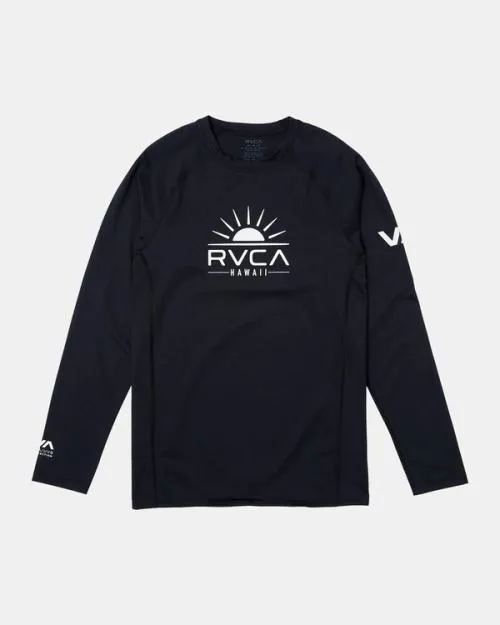 Rvca Sunny Hawaii Long Sleeve Rashguard Black Surf Rashguards and Surf Tees