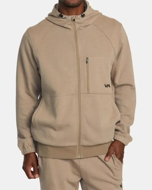 Rvca Tech ZipUp Fleece Hoodie II Dark Khaki SportMen Hoodies and Sweatshirts