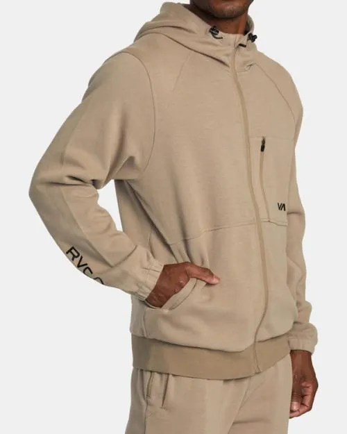 Rvca Tech ZipUp Fleece Hoodie II Dark Khaki SportMen Hoodies and Sweatshirts