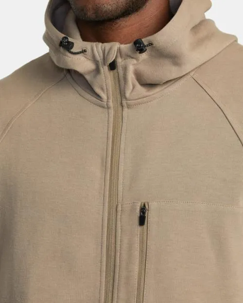 Rvca Tech ZipUp Fleece Hoodie II Dark Khaki SportMen Hoodies and Sweatshirts