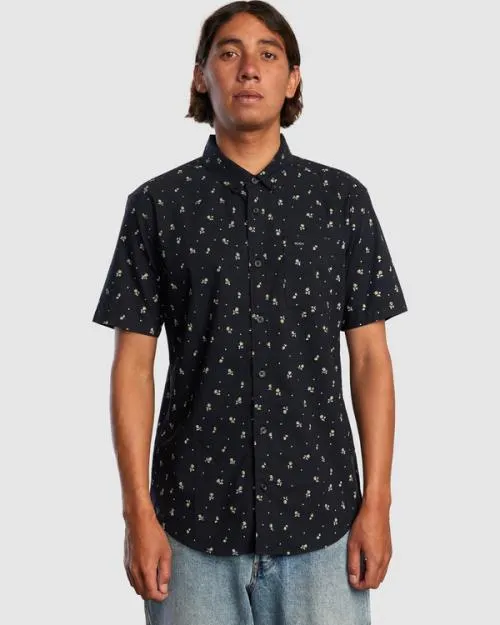 Rvca That039ll Do Slim Fit Short Sleeve Shirt Rvca Black Men Shirts and Flannels