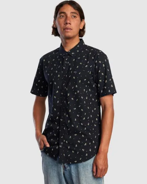 Rvca That039ll Do Slim Fit Short Sleeve Shirt Rvca Black Men Shirts and Flannels