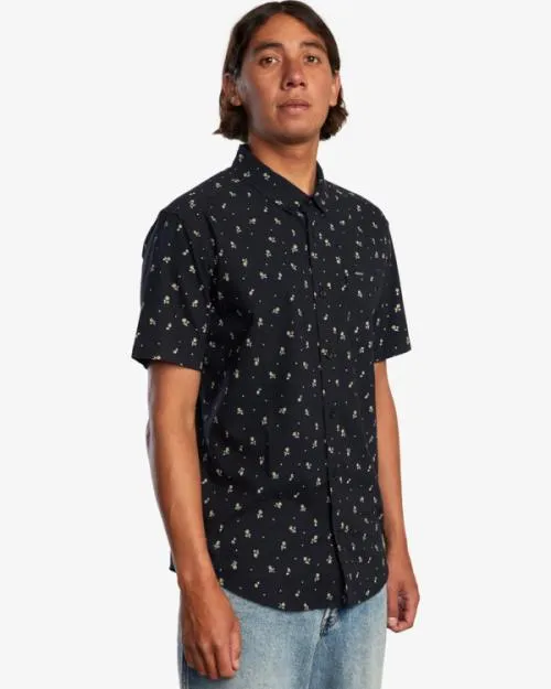 Rvca That039ll Do Slim Fit Short Sleeve Shirt Rvca Black Men Shirts and Flannels