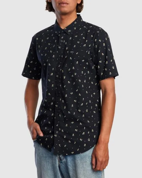 Rvca That039ll Do Slim Fit Short Sleeve Shirt Rvca Black Men Shirts and Flannels