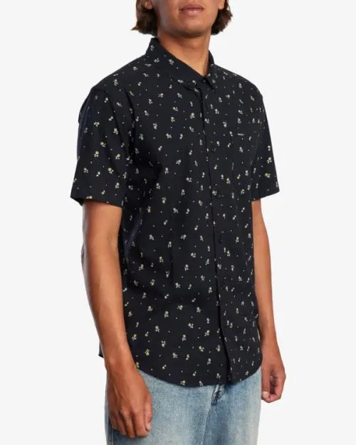 Rvca That039ll Do Slim Fit Short Sleeve Shirt Rvca Black Men Shirts and Flannels