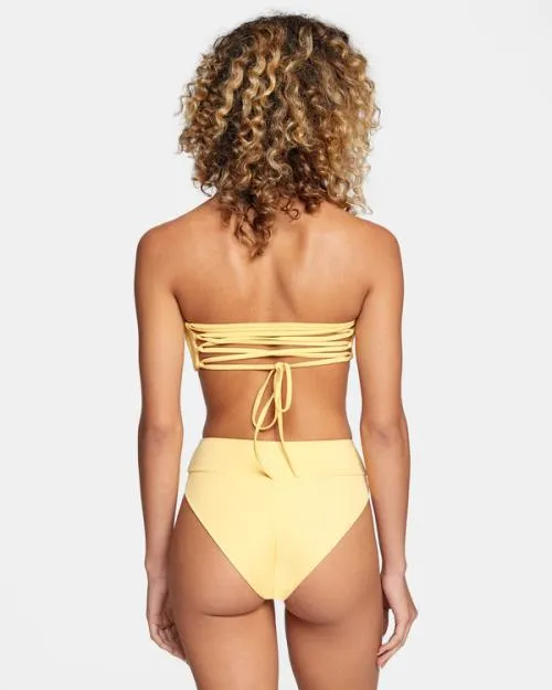 Rvca TieBack Halter Bandeau Bikini Top Gold Women Bikini Tops