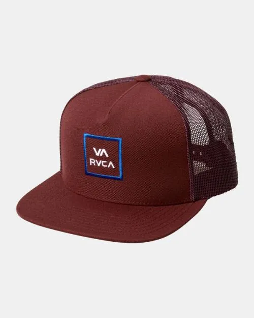 Rvca VA All The Way Trucker Hat Burgundy Men Hats and Beanies