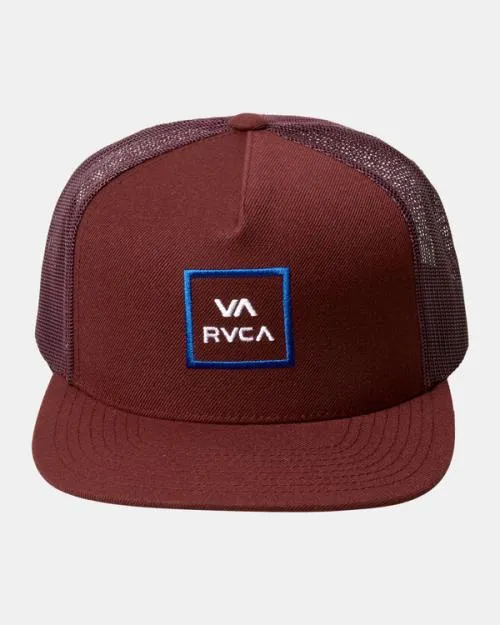 Rvca VA All The Way Trucker Hat Burgundy Men Hats and Beanies
