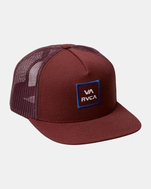 Rvca VA All The Way Trucker Hat Burgundy Men Hats and Beanies
