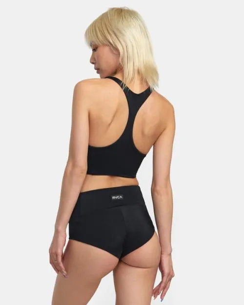 Rvca VA Essential Solid HighRise Cheeky Bottom Black SportWomen Athletic Shorts