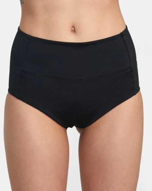Rvca VA Essential Solid HighRise Cheeky Bottom Black SportWomen Athletic Shorts