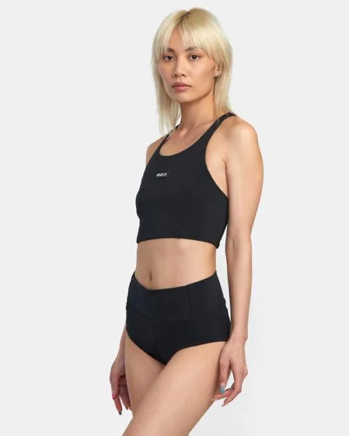 Rvca VA Essential Solid HighRise Cheeky Bottom Black SportWomen Athletic Shorts