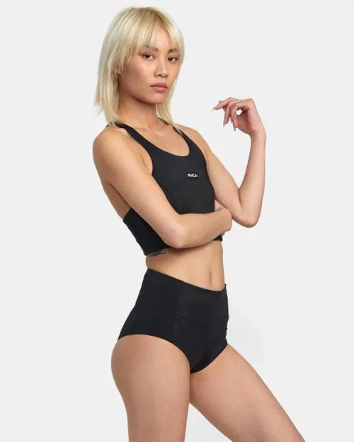 Rvca VA Essential Solid HighRise Cheeky Bottom Black SportWomen Athletic Shorts